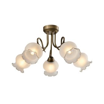 Candelabru COLUMBINE 5, KL105004, 5xE27, alb, alamă antichizată