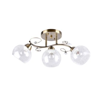 Candelabru CRUSH 3, LY-3195, 3xE27, transparent, bronz antichizat