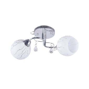 Candelabru FLASH 2, LY-3127, 2xE27, alb opal, crom