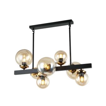 Suspensie HYPERION 7, 106004, 7xE27, negru, ambra