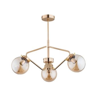 Candelabru KINJA 3, KL103015, 3xE14, ambra, auriu
