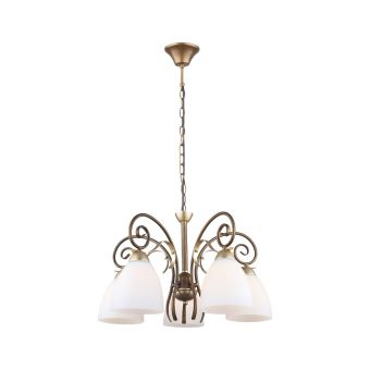 Candelabru NOBILE 5, KL6403, 5xE27, alb, auriu, bronz