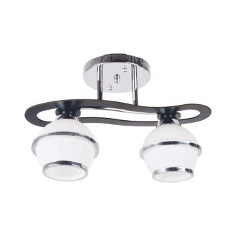 Candelabru ORBIT 2, LY-3072, 2xE27, alb opal, crom, maro