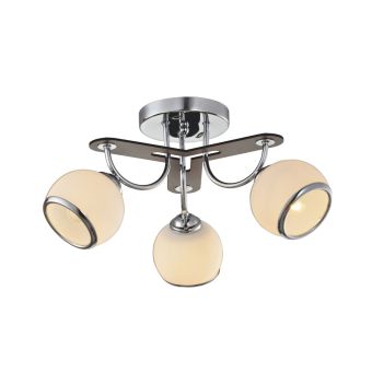 Candelabru ORBS 3, LY-3129, 3xE27, alb opal, crom, maro