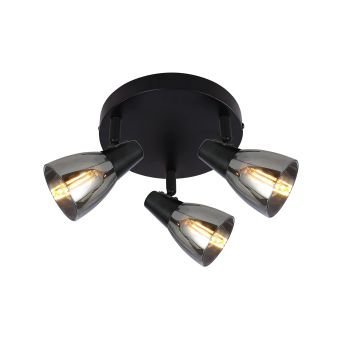 Plafonieră PARRY PL3, KL163002, 3xE14, fumuriu, negru
