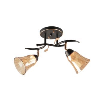 Candelabru PEACH 2, LY-3486, 2xE27, ambra, negru, auriu