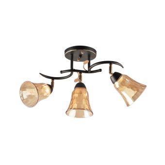 Candelabru PEACH 3, LY-3487, 3xE27, ambra, negru, auriu