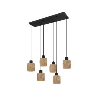 Suspensie RAFFY SP6, KL116005, 6xE27, bej, negru