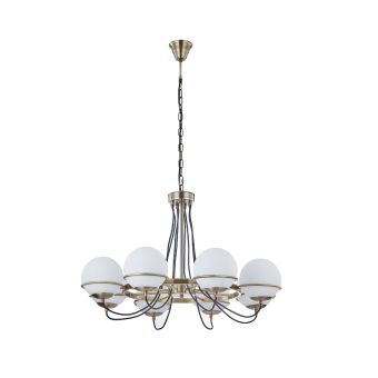 Candelabru SERINITY 8, KL108001, 8xE14, alb opal, bronz antichizat