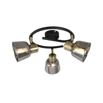 Spot SMOKY PL3, KL163004, 3xE14, alamă antichizată, fumuriu, negru