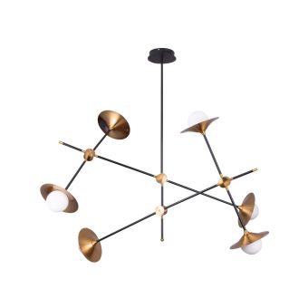 Suspensie TROMPETS 6, 106000, 6xG9, negru, auriu, alb opal
